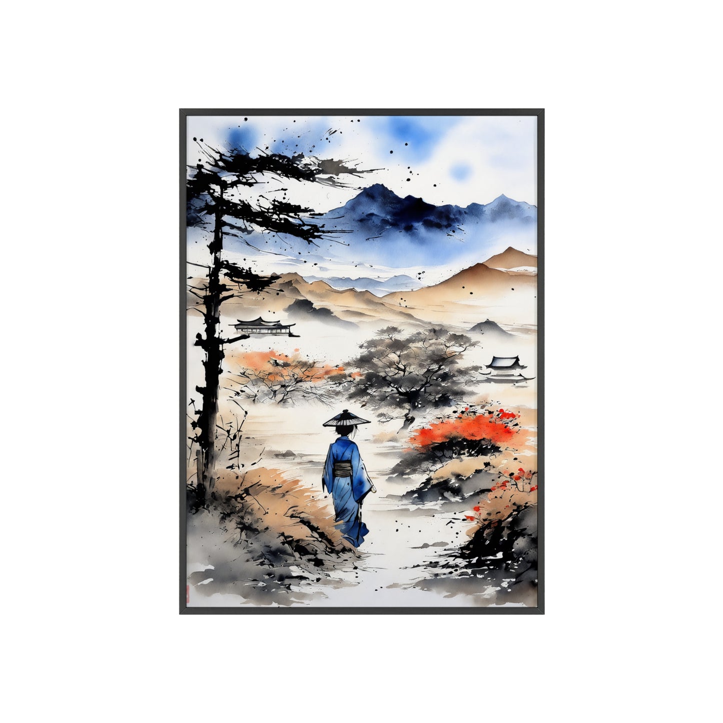 Sumi-e Art - Wasteland wisdom • Traditional Japanese Art • Framed