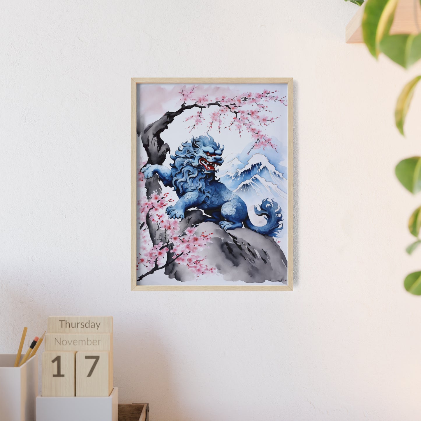 Sumi-e Art - Komainu • Traditional Japanese Art • Framed