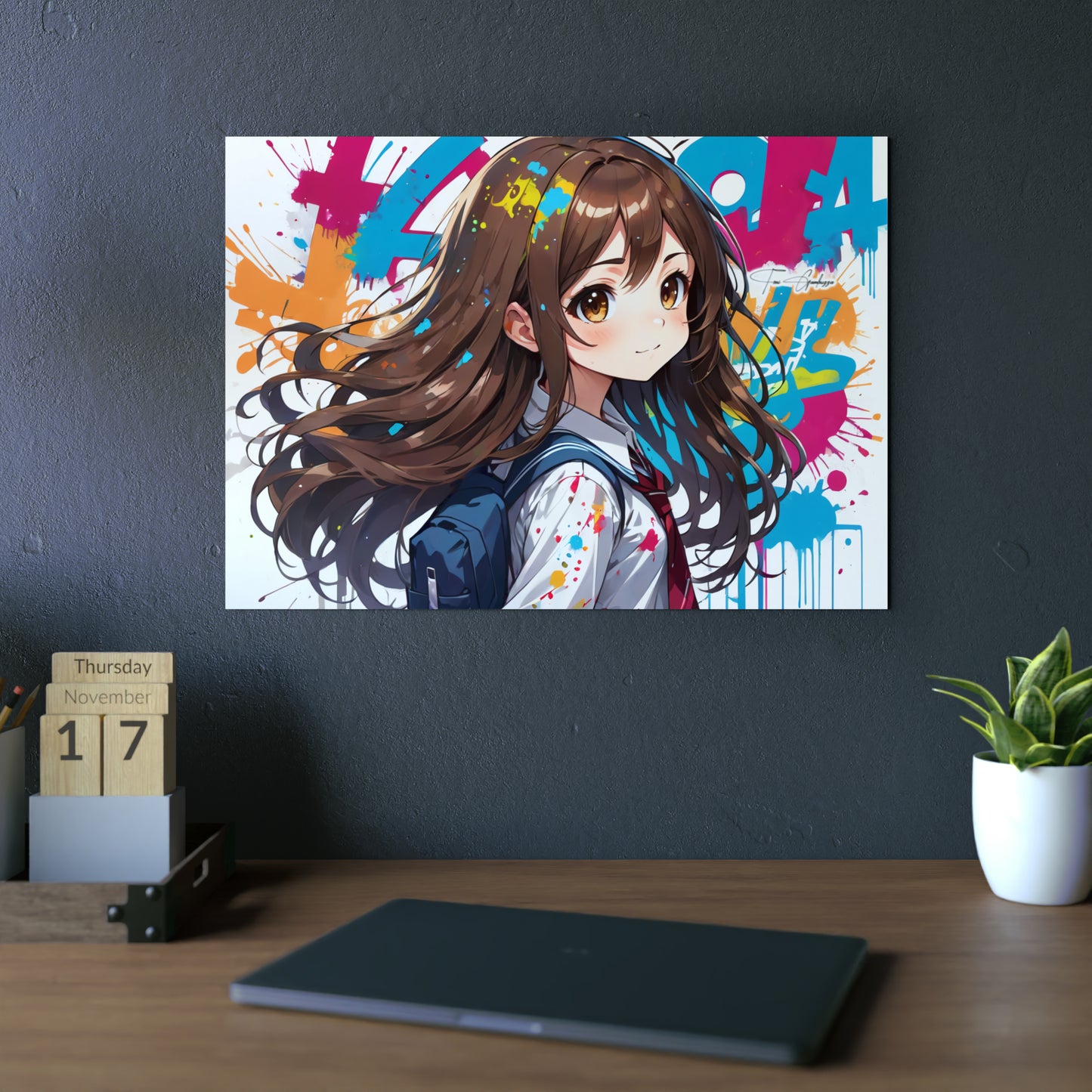 Manga Mural: Yuuna 🇩🇪 GER Shipping - Anime Graffiti Art on Metal Poster