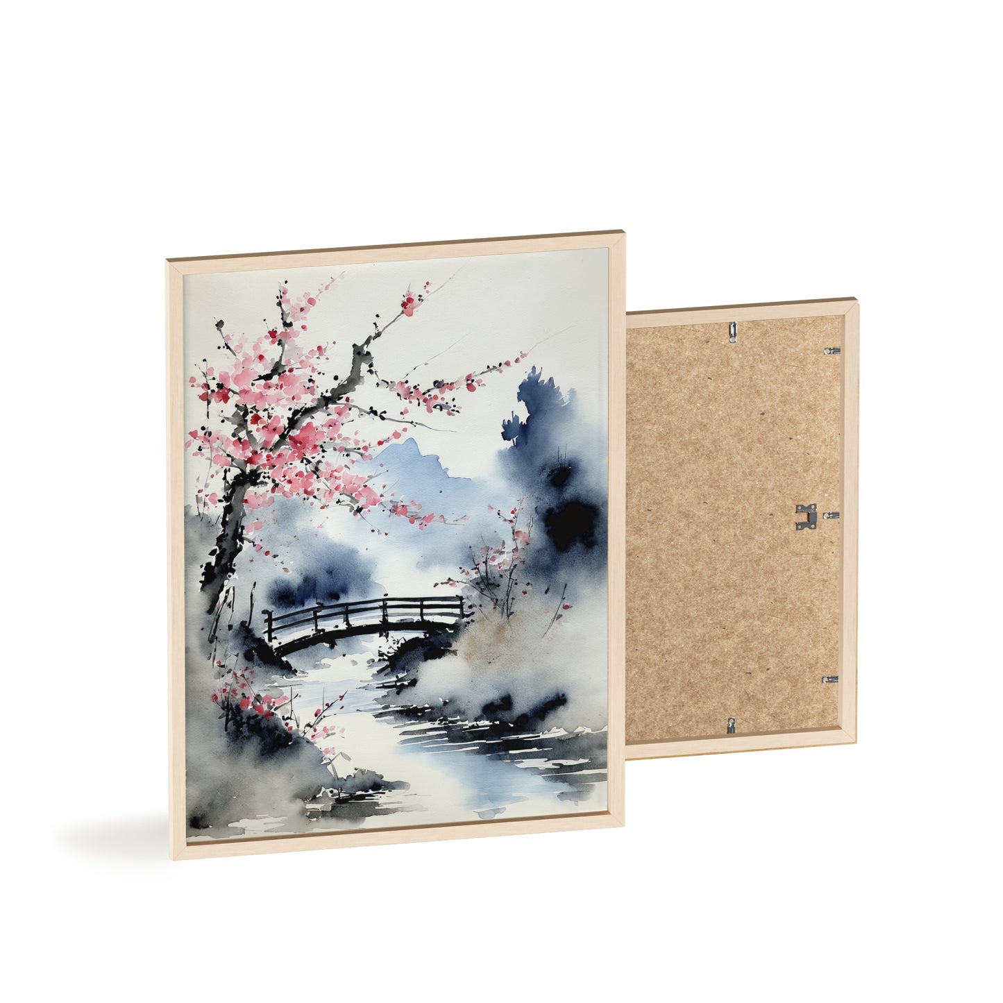 Sumi-e Art - The bridge • Traditional Japanese Art • Framed