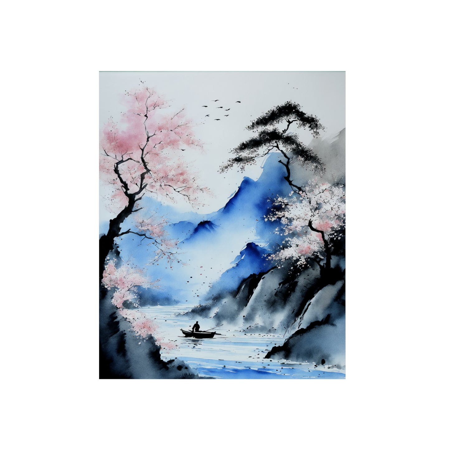 Sumi-e Art - Silent waters 🇩🇪 GER Shipping - Traditional Japanese Art on Metal Poster