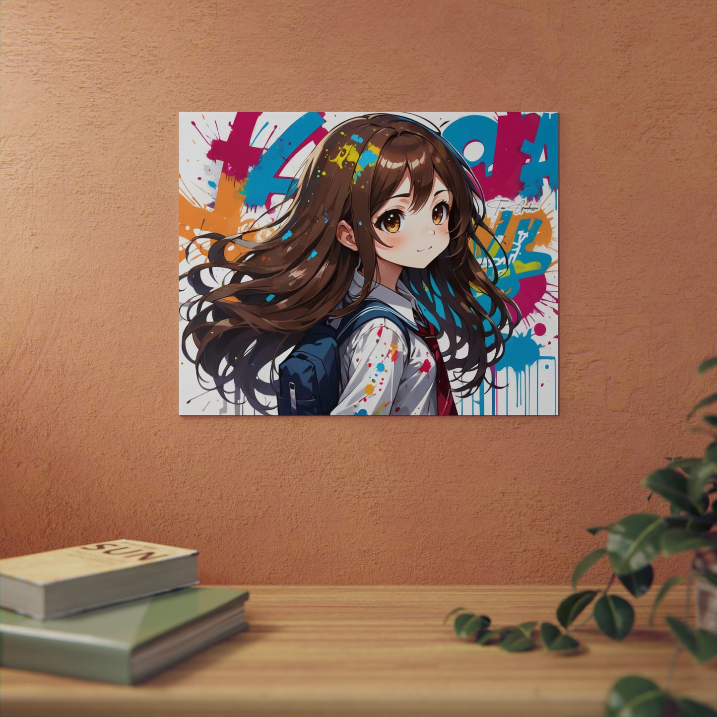 Manga Mural: Yuuna 🇩🇪 GER Shipping - Anime Graffiti Art on Metal Poster