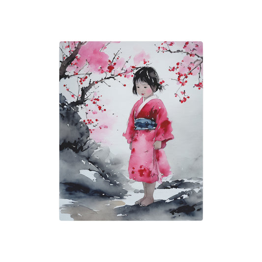 Sumi-e Art - Lonely Girl 🇺🇸 US Shipping - Traditional Japanese Art on Metal Poster