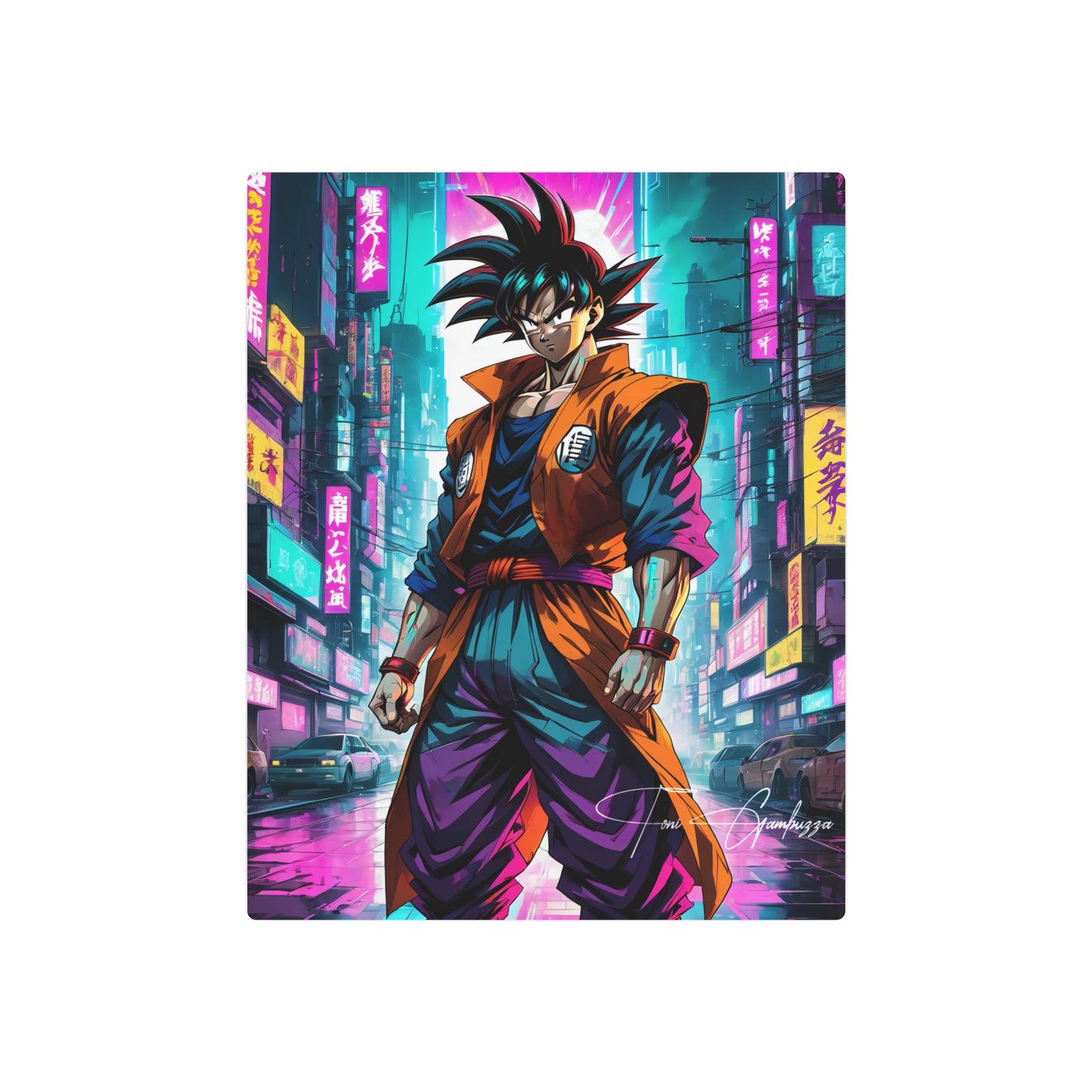 Cyberpunk Saiyan 🇺🇸 US Shipping - Anime Art on Metal Poster