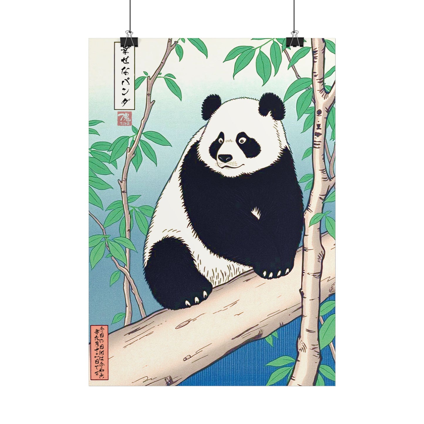 Ukiyo-e Art - Happy Panda • Traditional Japanese Art on high quality poster