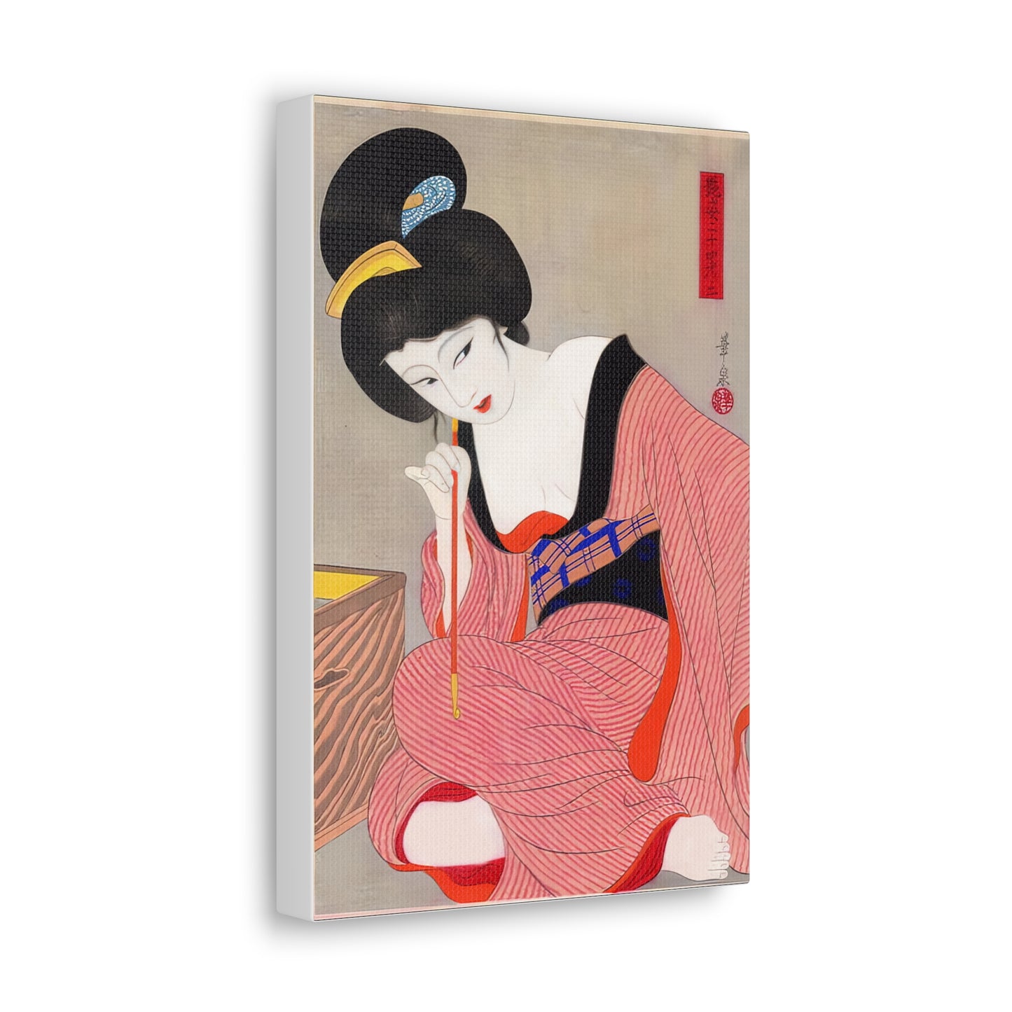 Ukiyo-e Art  - Before the mirror - Ōhira Kasen • Traditional Japanese Art on high quality Canvas