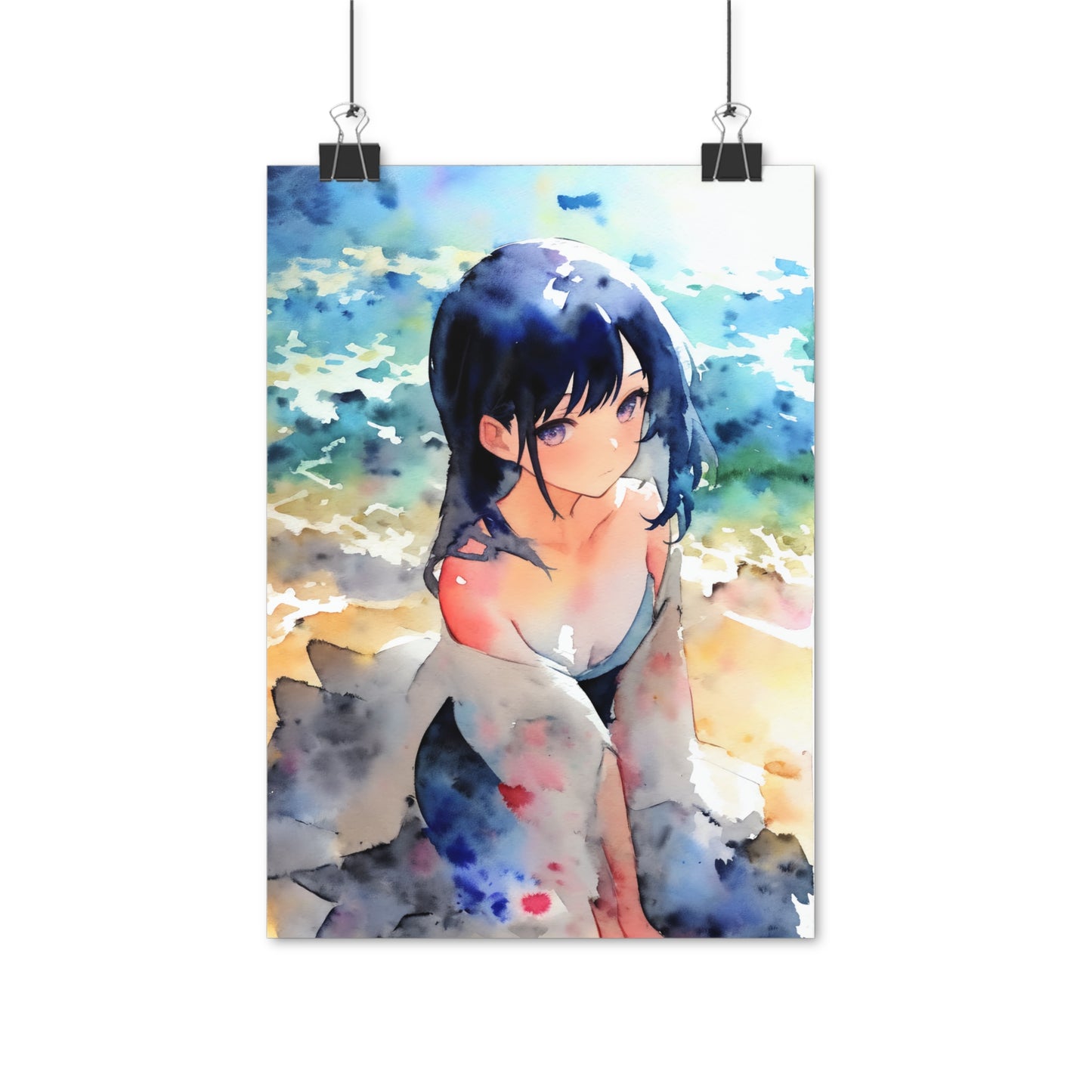 Oceans Soul - Watercolor Anime Art on high quality poster