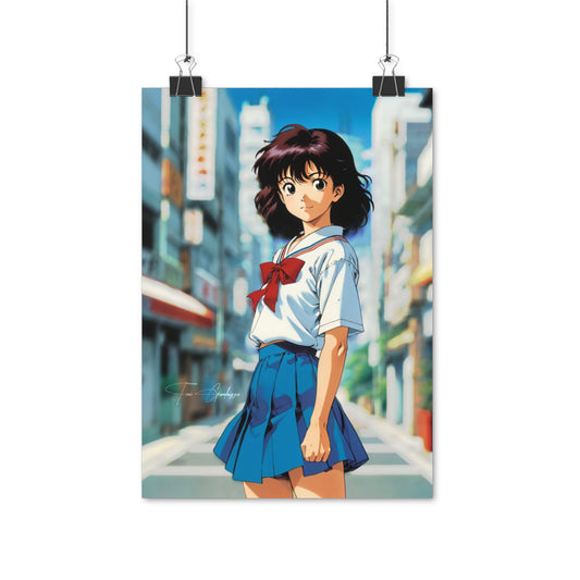 City Pop Collection - Flirty Schoolgirl • Anime Art on high quality poster