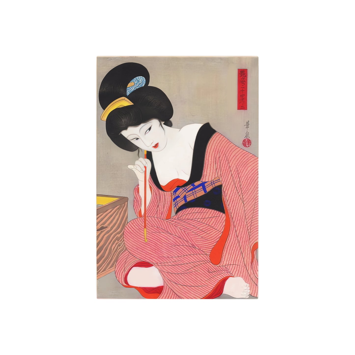 Ukiyo-e Art - Before the mirror - Ōhira Kasen 🇺🇸 US Shipping - Traditional Japanese Art on Metal Poster