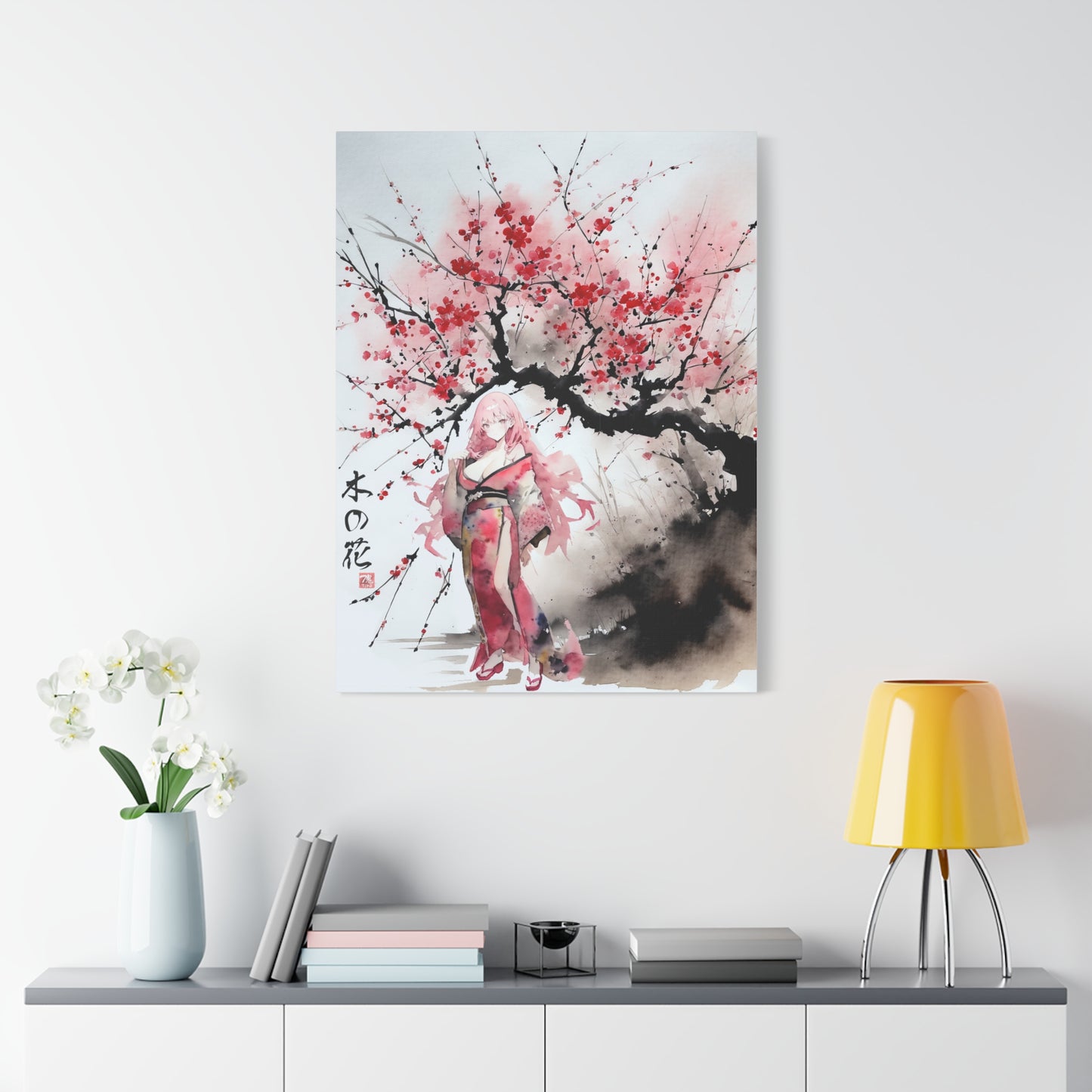 Sumi-Manga Art  - Cherry Yokai • Traditional Japanese Art on high quality Canvas