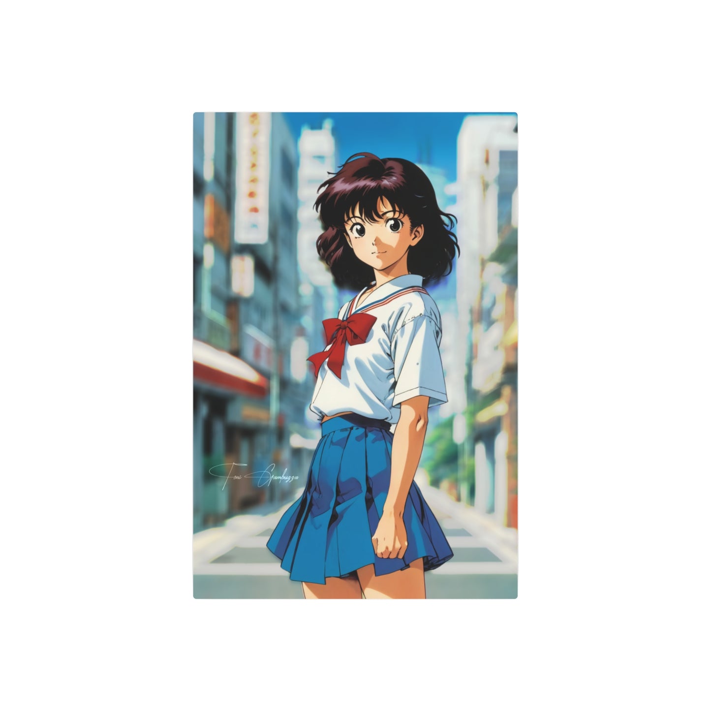 City Pop Collection - Flirty Schoolgirl 🇺🇸 US Shipping - Anime Art on Metal Poster