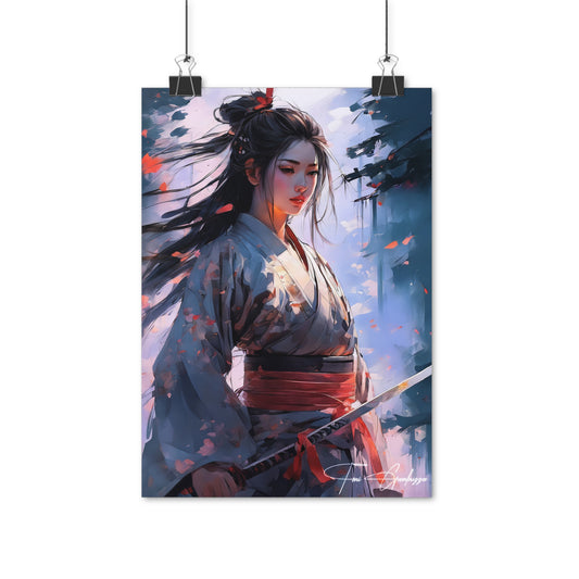 Lady of Kyoto - Anime Oil Painting on high quality poster