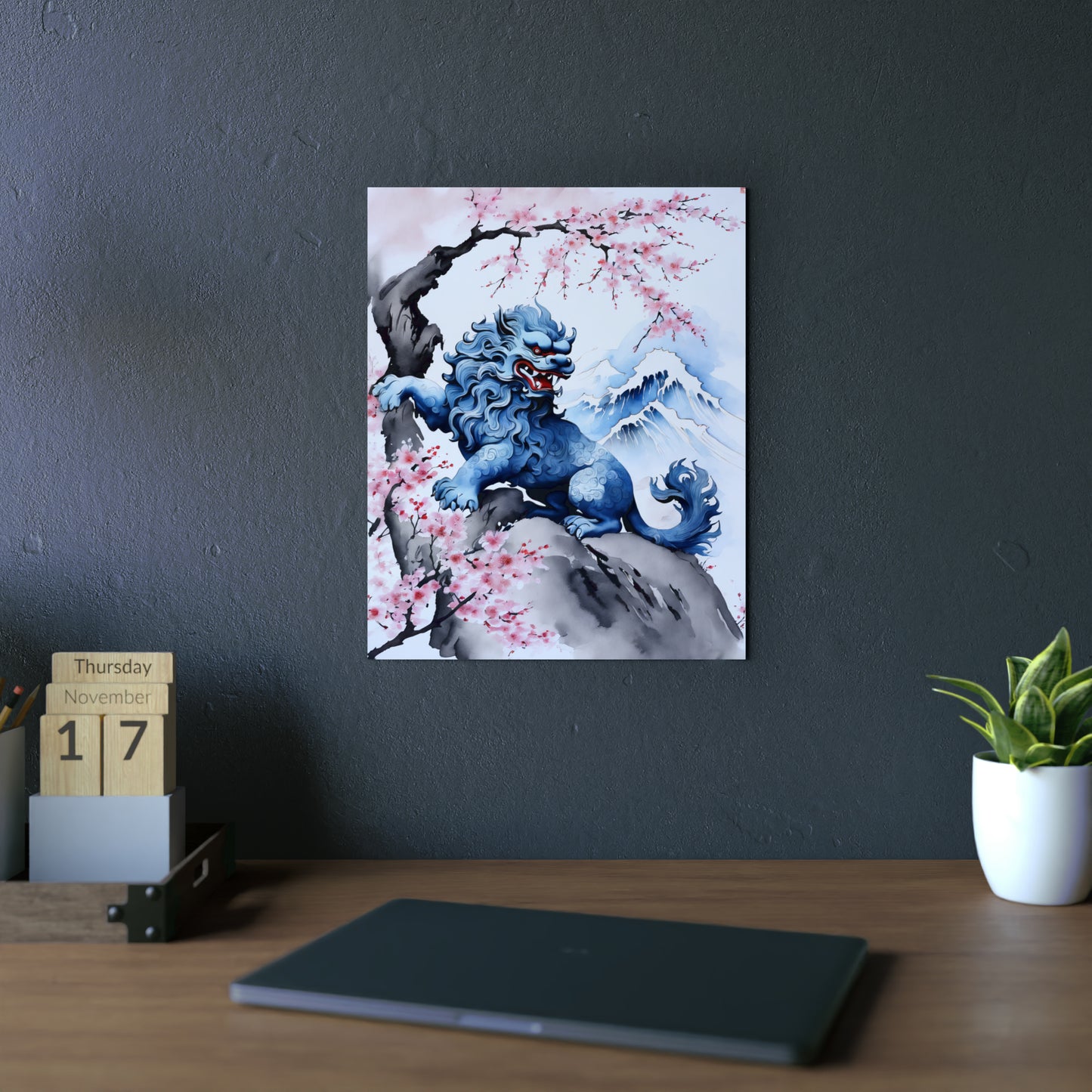 Sumi-e Art - Komainu 🇩🇪 GER Shipping - Traditional Japanese Art on Metal Poster