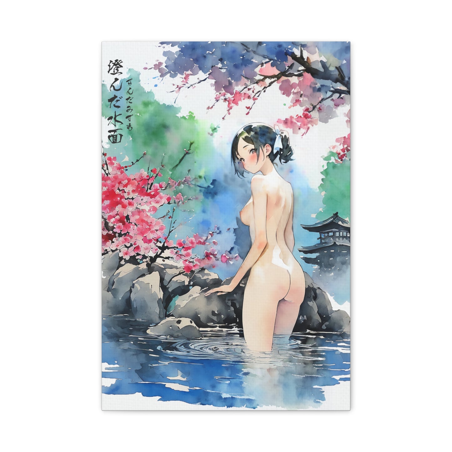 Sumi-Manga Art  - Bathing Girl • Traditional Japanese Art on high quality Canvas