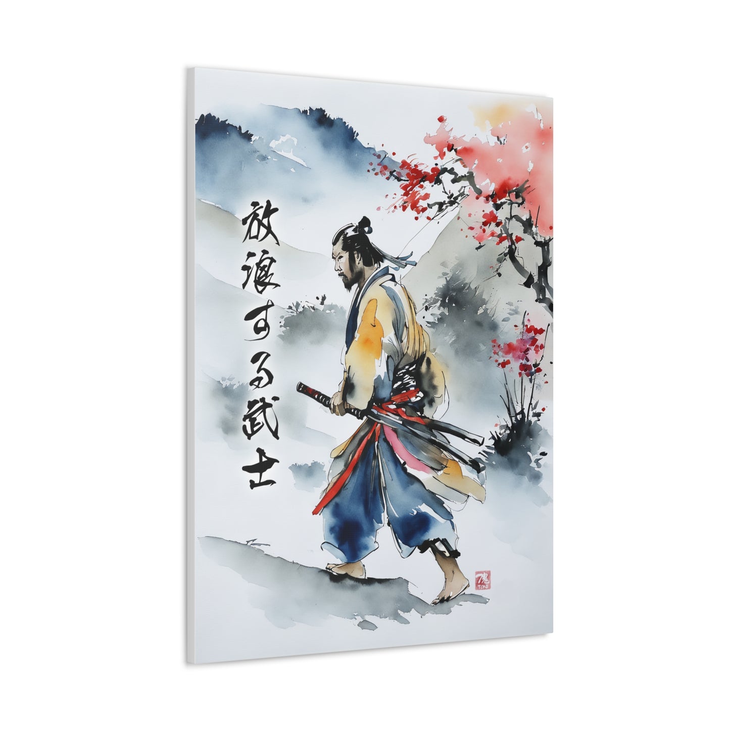 Sumi-e Art  - Wandering Samurai • Traditional Japanese Art on high quality Canvas