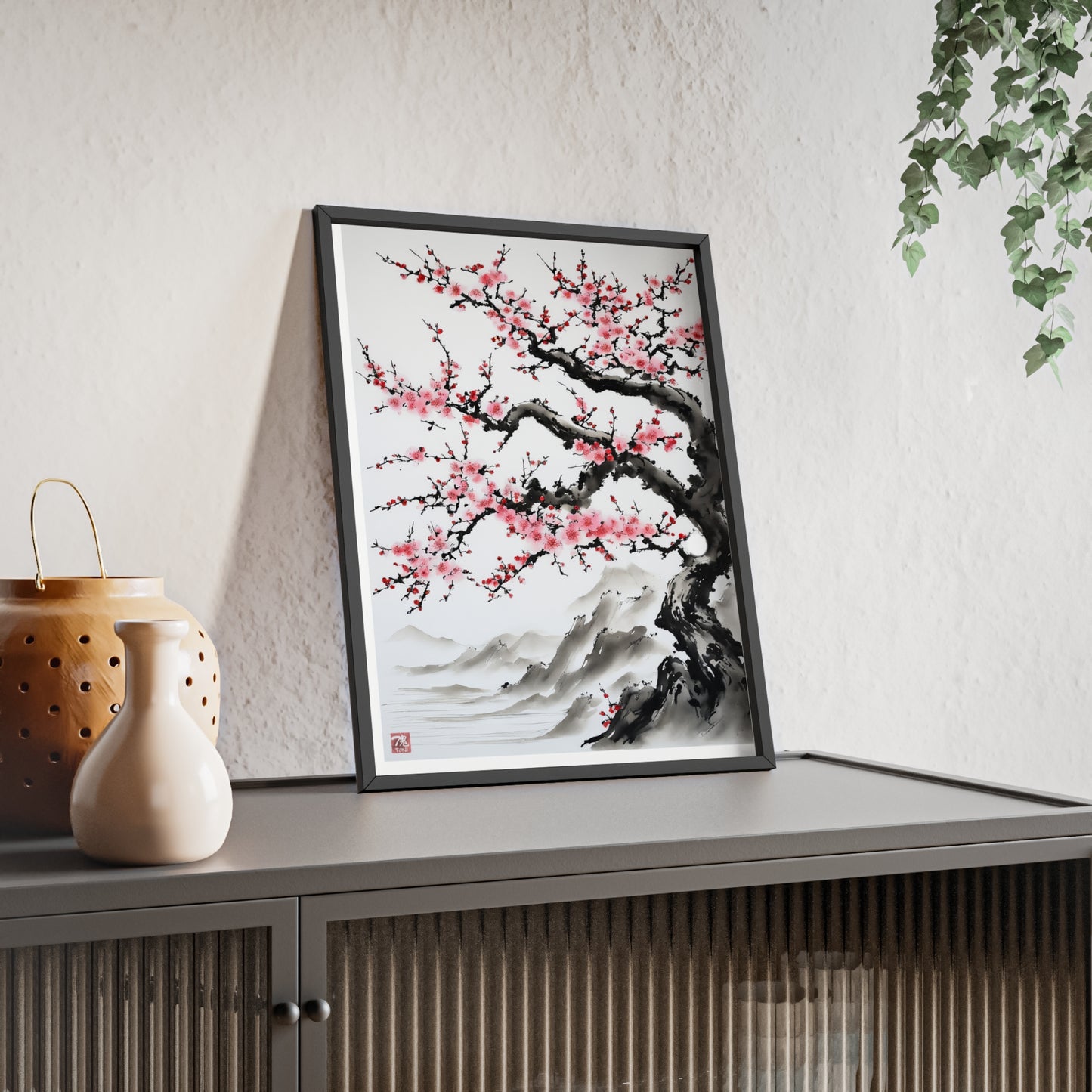 Sumi-e Art - Bodhi Tree • Traditional Japanese Art • Framed