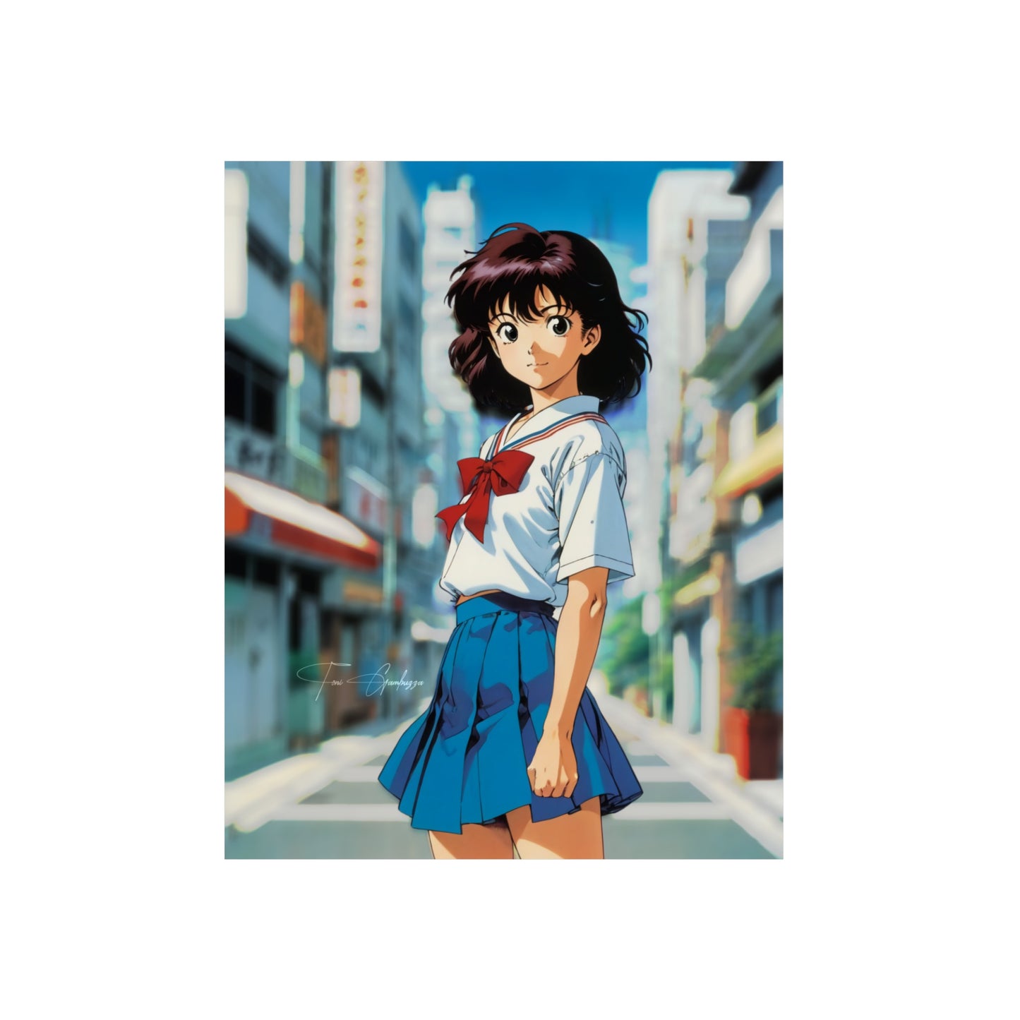 City Pop Collection - Flirty Schoolgirl 🇩🇪 GER Shipping - Anime Art on Metal Poster