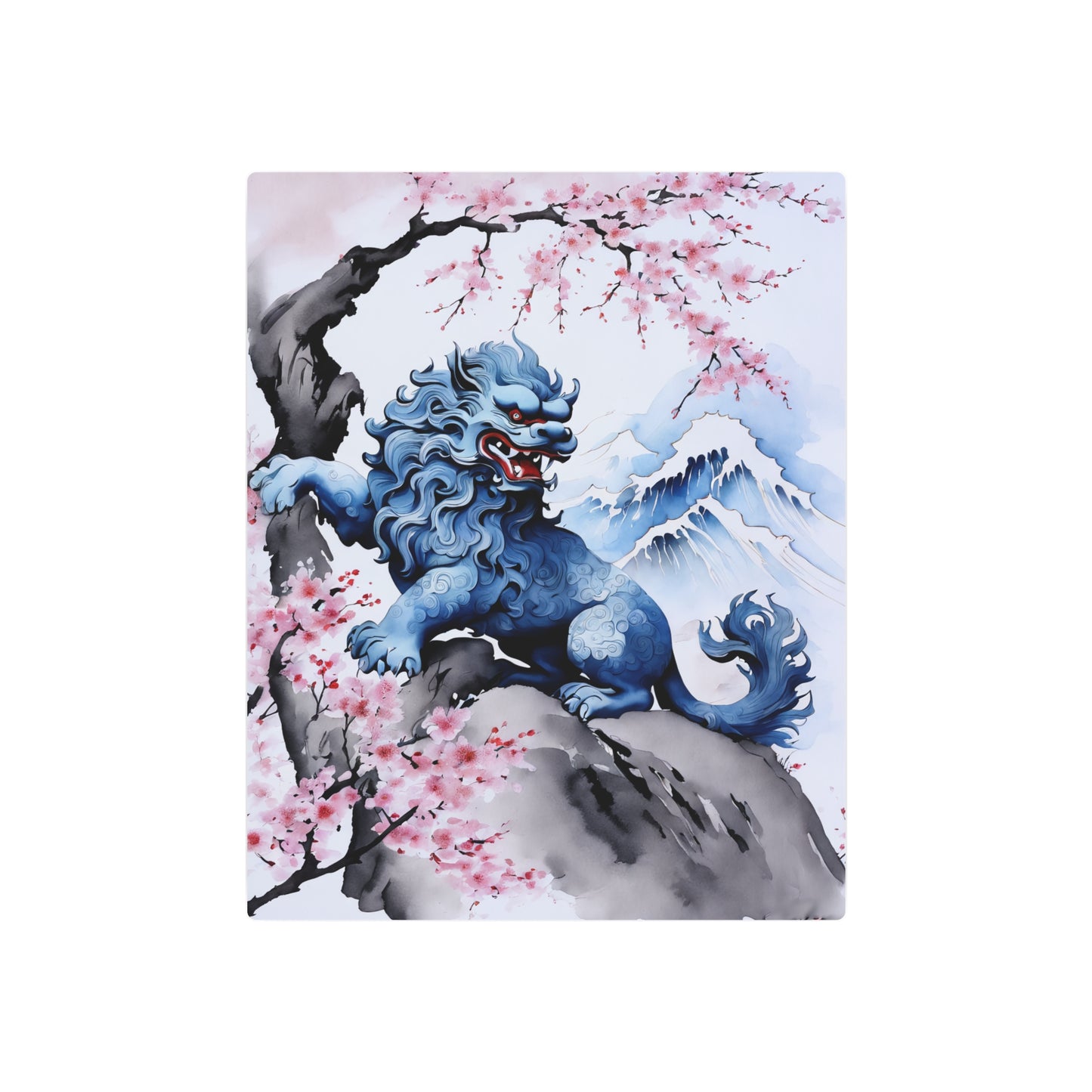 Sumi-e Art - Komainu 🇺🇸 US Shipping - Traditional Japanese Art on Metal Poster