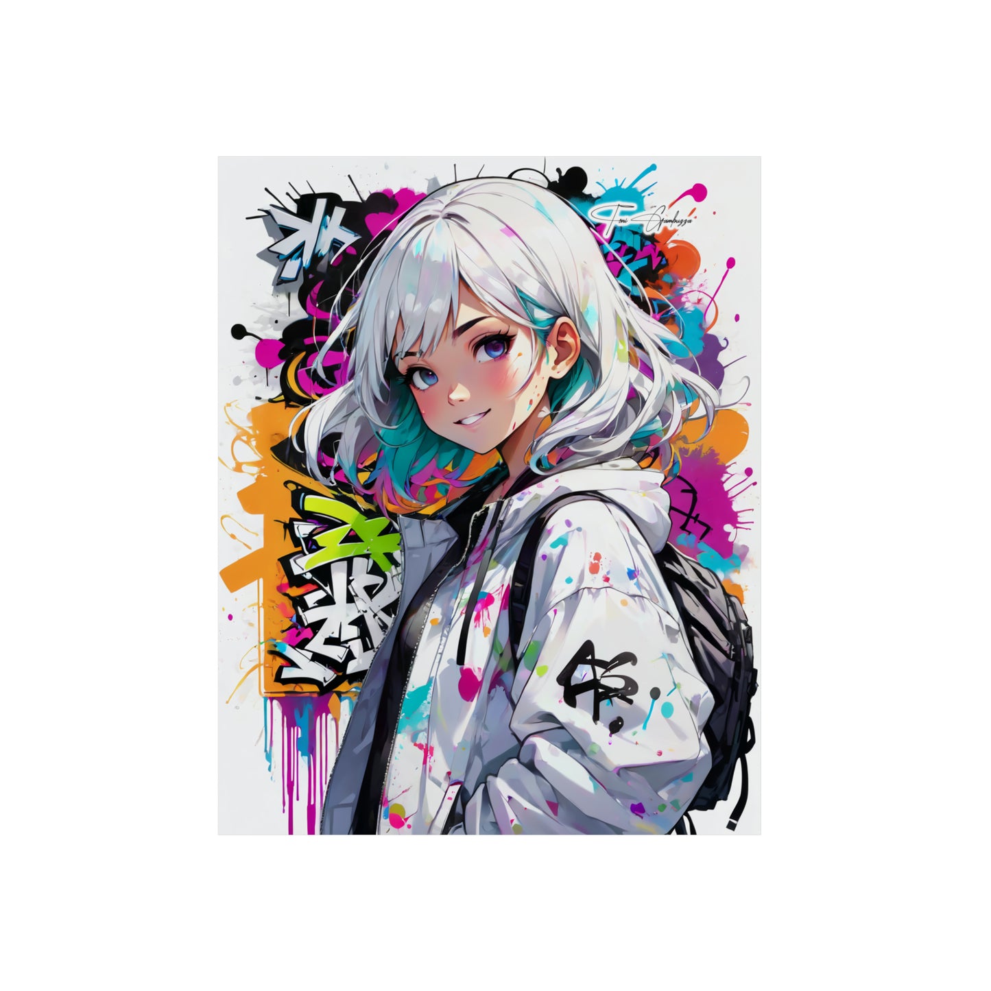 Manga Mural: Koko 🇩🇪 GER Shipping - Anime Graffiti Art on Metal Poster