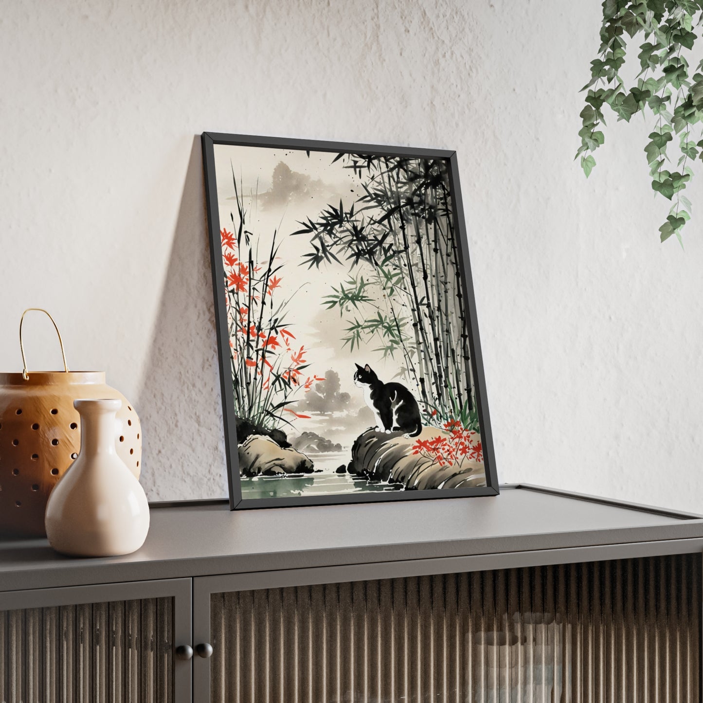 Sumi-e Art - Amidu • Traditional Japanese Art • Framed