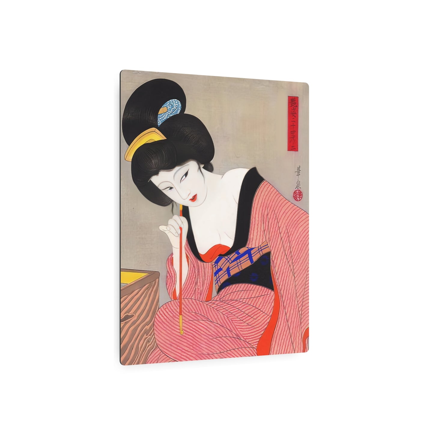 Ukiyo-e Art - Before the mirror - Ōhira Kasen 🇺🇸 US Shipping - Traditional Japanese Art on Metal Poster