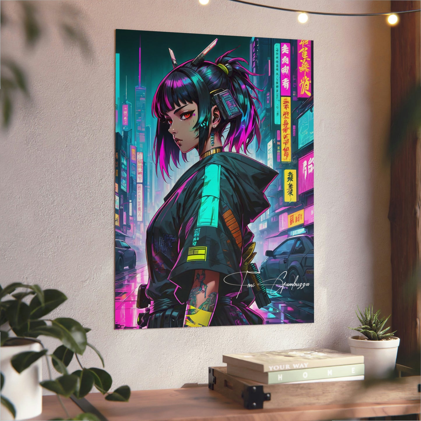 Cyberpunk Anime Girl 🇩🇪 GER Shipping - Anime Art on Metal Poster