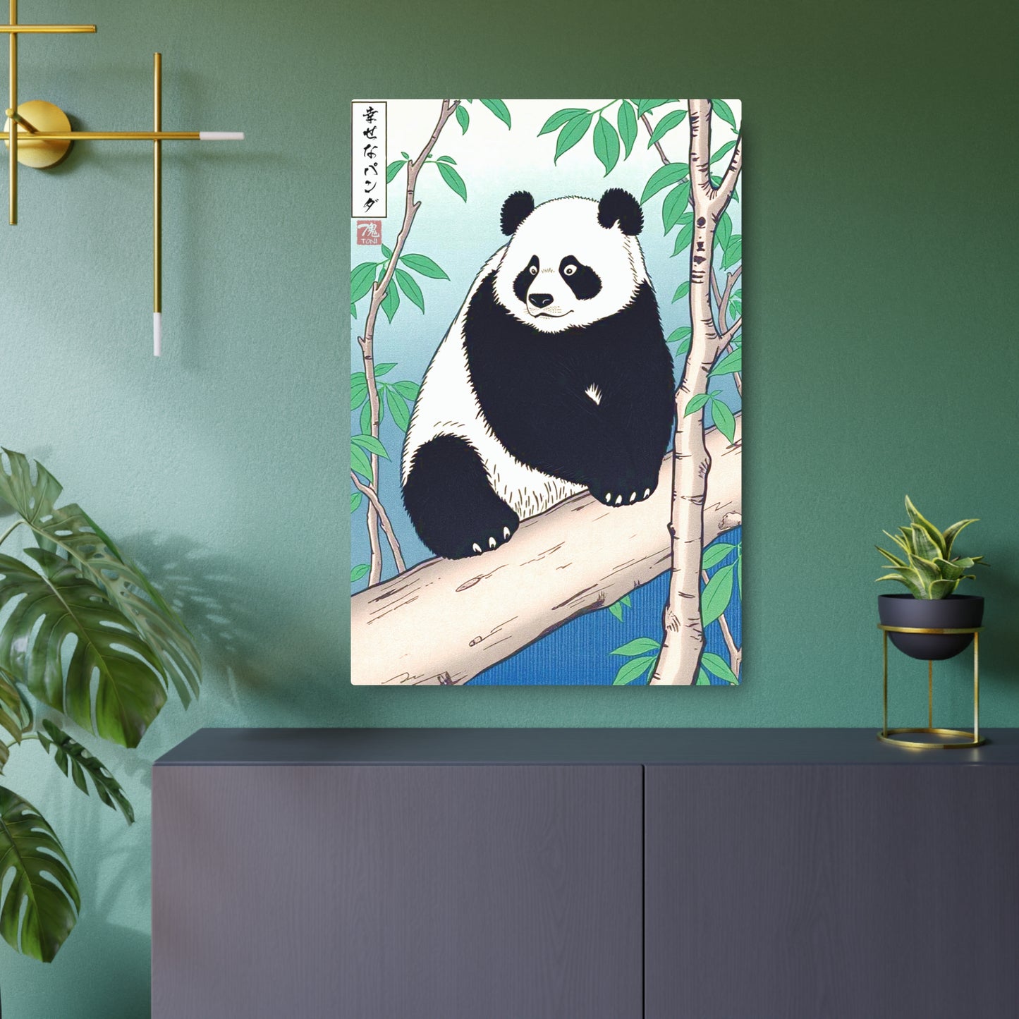 Ukiyo-e Art - Happy Panda 🇺🇸 US Shipping - Traditional Japanese Art on Metal Poster