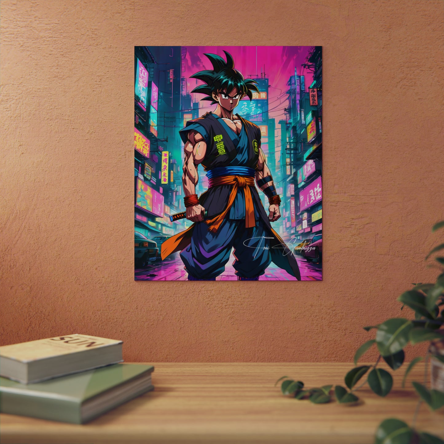 Cyberpunk Goku 🇩🇪 GER Shipping - Anime Art on Metal Poster