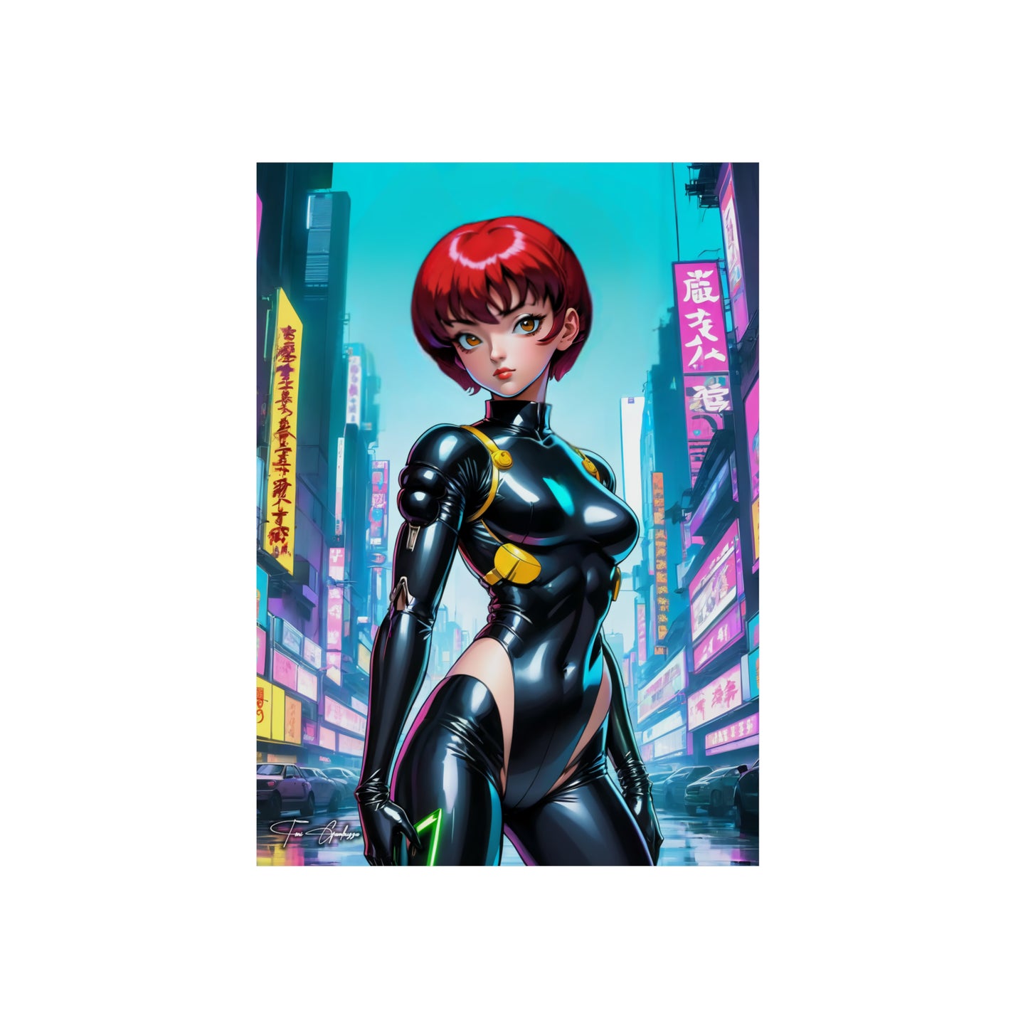 Cyberpunk Ranma Chan 🇩🇪 GER Shipping - Anime Art on Metal Poster