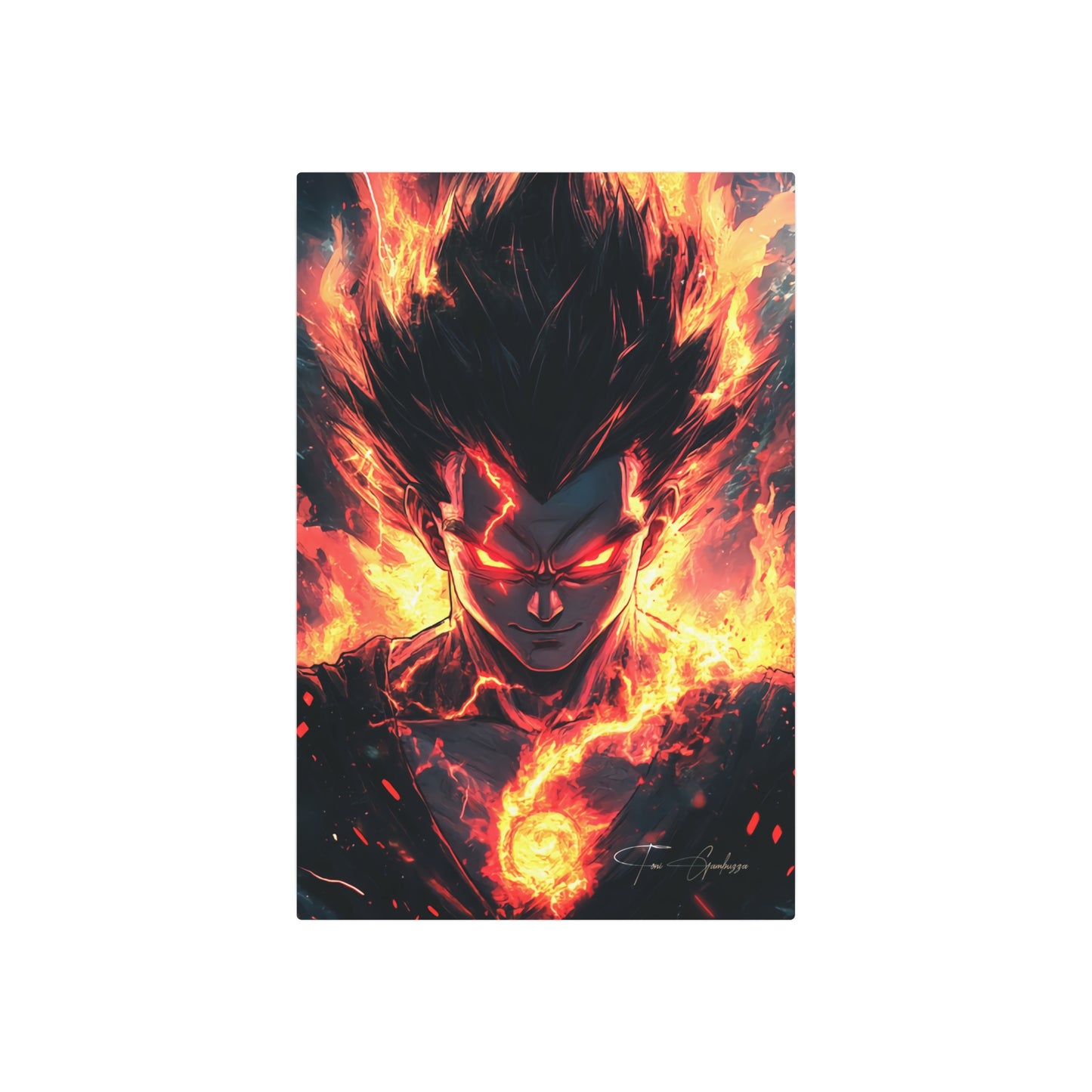 Anime Art - Vegeta Burn 🇺🇸 US Shipping - Anime Art on Metal Poster