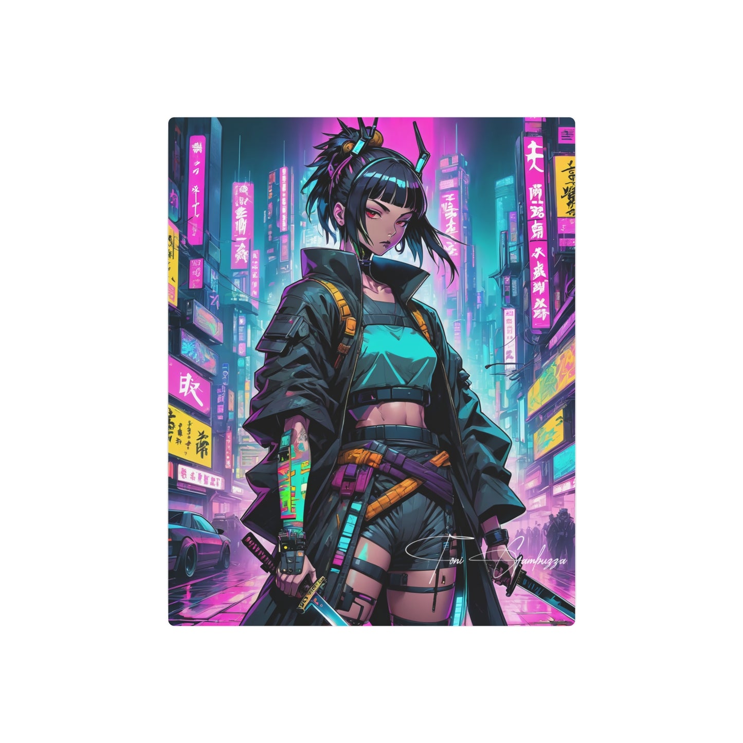 Cyberpunk Girl 🇺🇸 US Shipping - Anime Art on Metal Poster