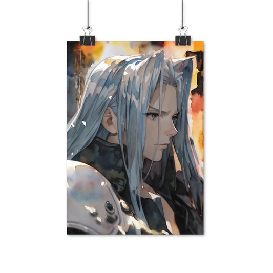 The one winged Angel - Watercolor Anime Art on high quality poster