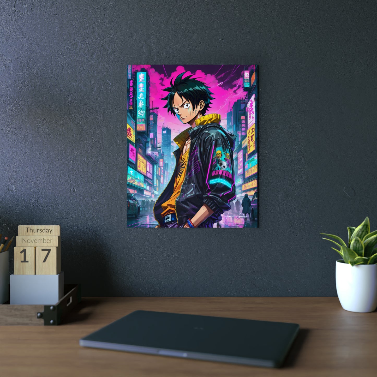 Cyberpunk Luffy 🇩🇪 GER Shipping - Anime Art on Metal Poster