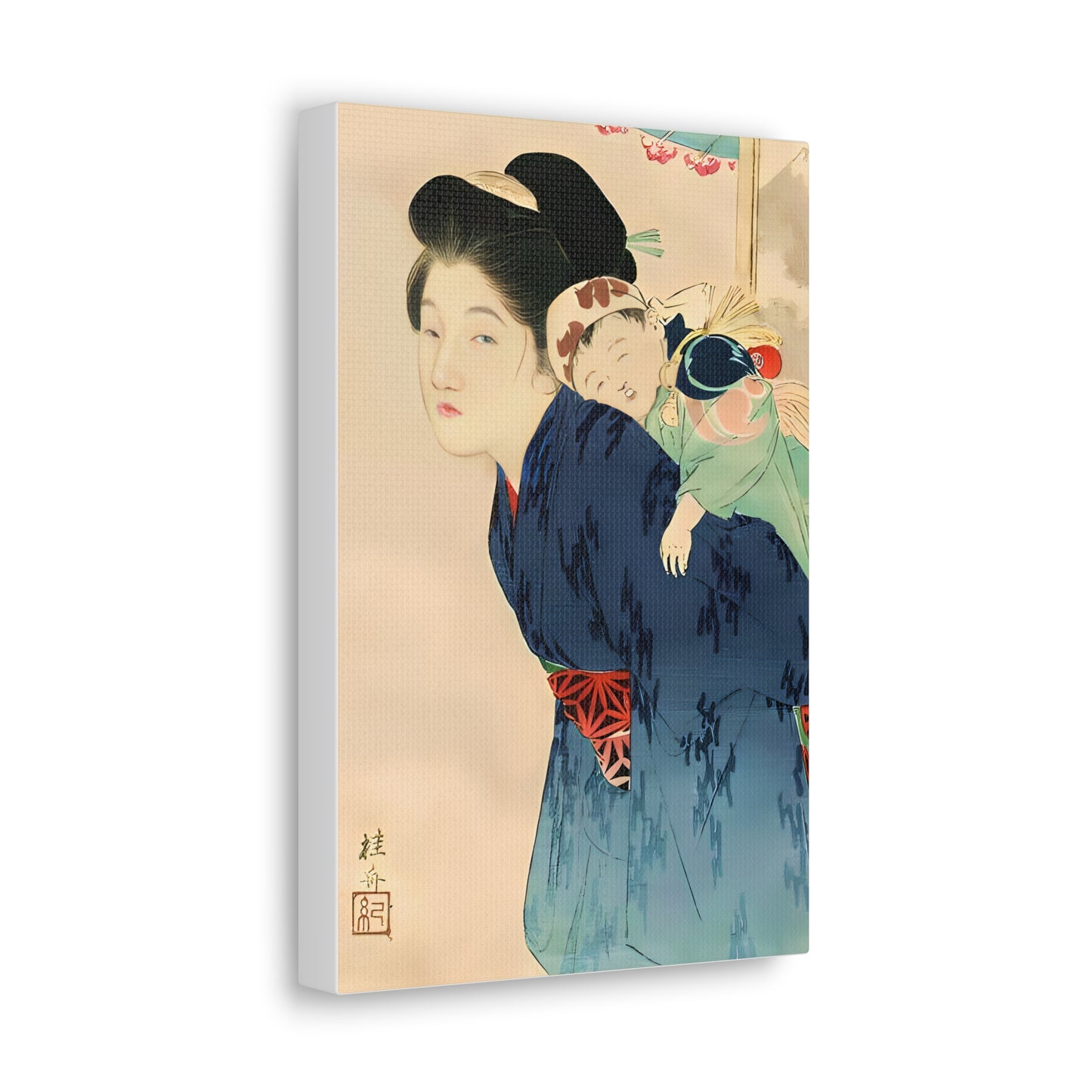 Ukiyo-e Art - Mother with her infant - Takeuchi Keishu • Traditional Japanese Art on high quality Canvas