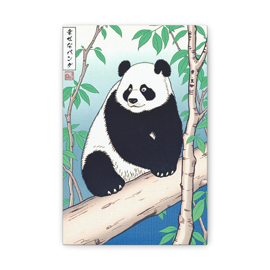 Ukiyo-e Art - Happy Panda • Traditional Japanese Art on high quality Canvas