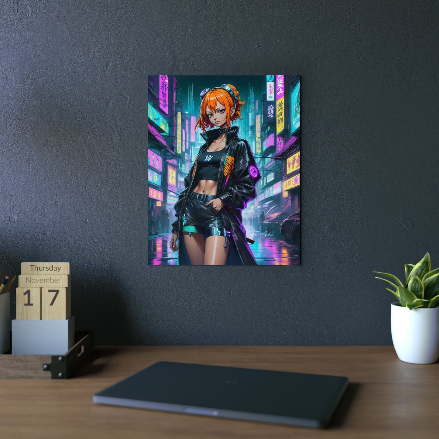 Cyberpunk Nami 🇩🇪 GER Shipping - Anime Art on Metal Poster