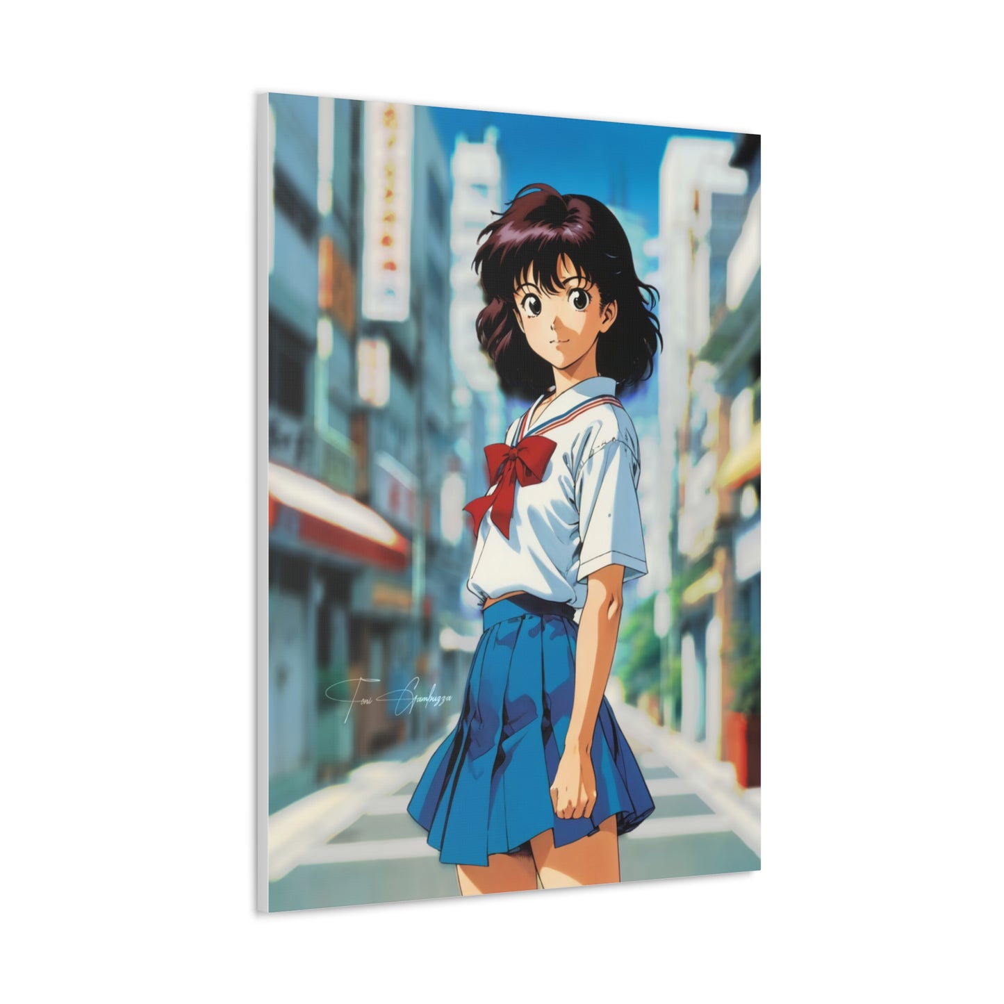 City Pop Collection - Flirty Schoolgirl • Anime Art on high quality Canvas