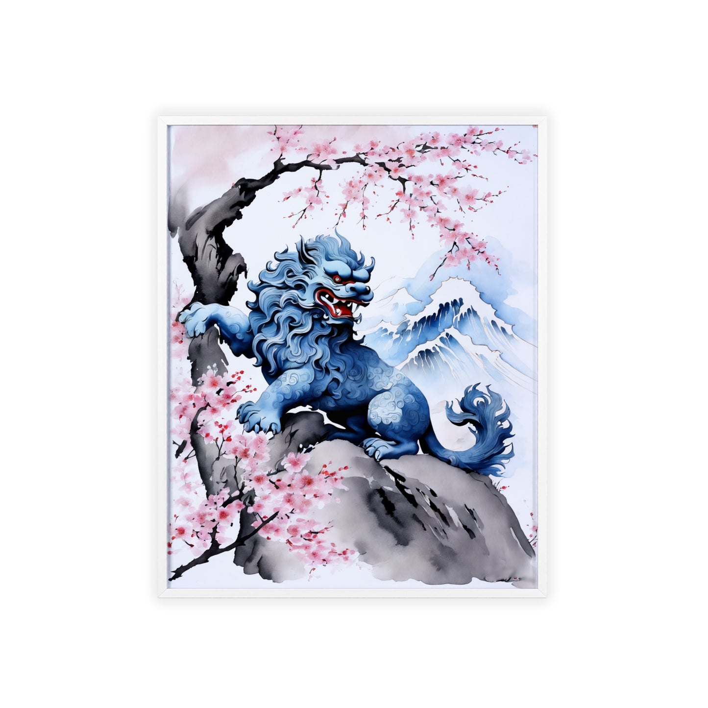 Sumi-e Art - Komainu • Traditional Japanese Art • Framed