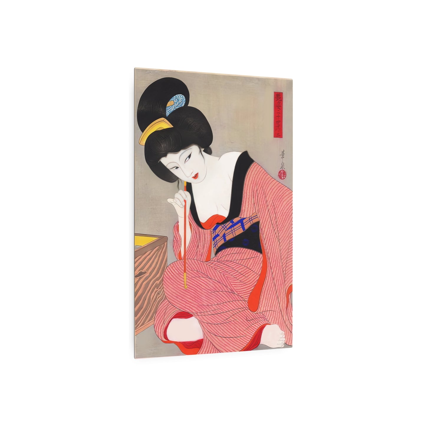 Ukiyo-e Art - Before the mirror - Ōhira Kasen 🇺🇸 US Shipping - Traditional Japanese Art on Metal Poster