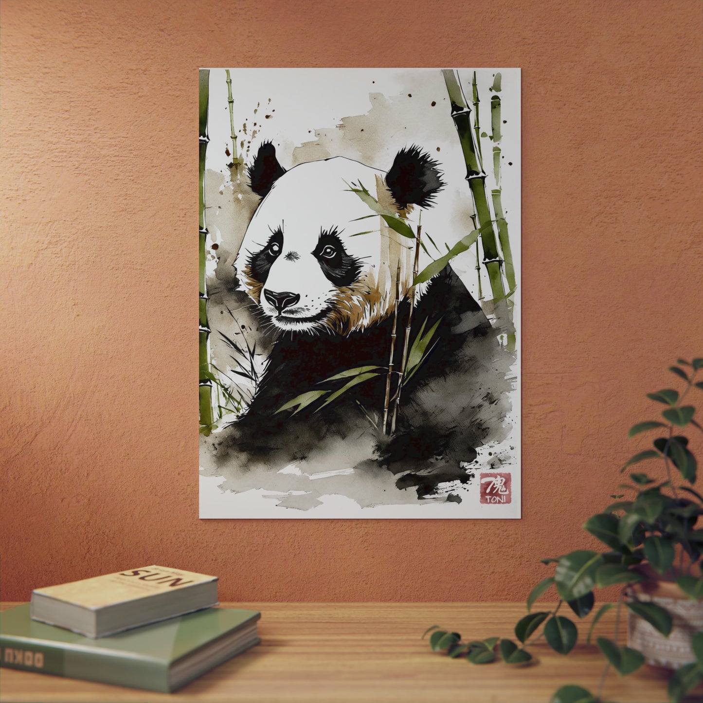 Sumi-e Art - Panda 🇩🇪 GER Shipping - Traditional Japanese Art on Metal Poster