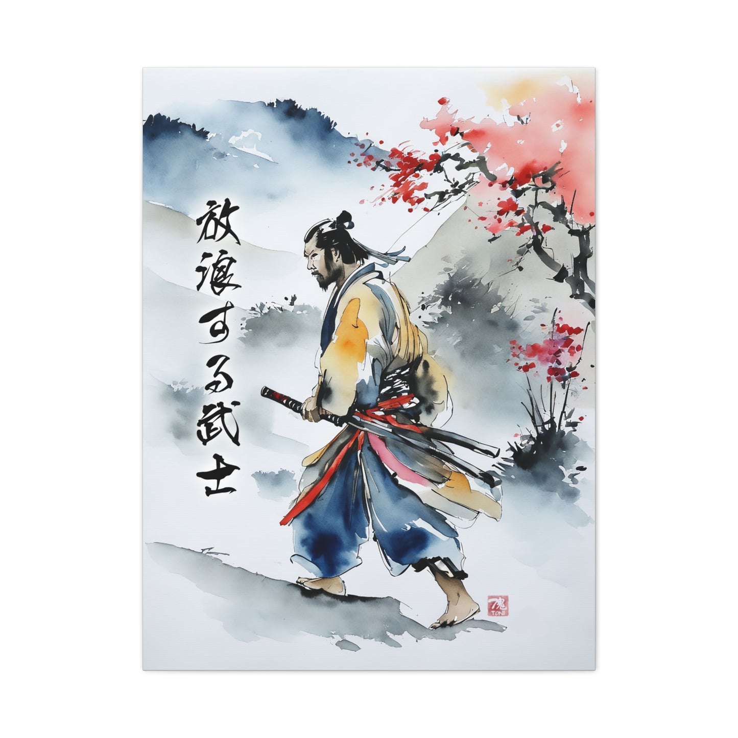 Sumi-e Art  - Wandering Samurai • Traditional Japanese Art on high quality Canvas