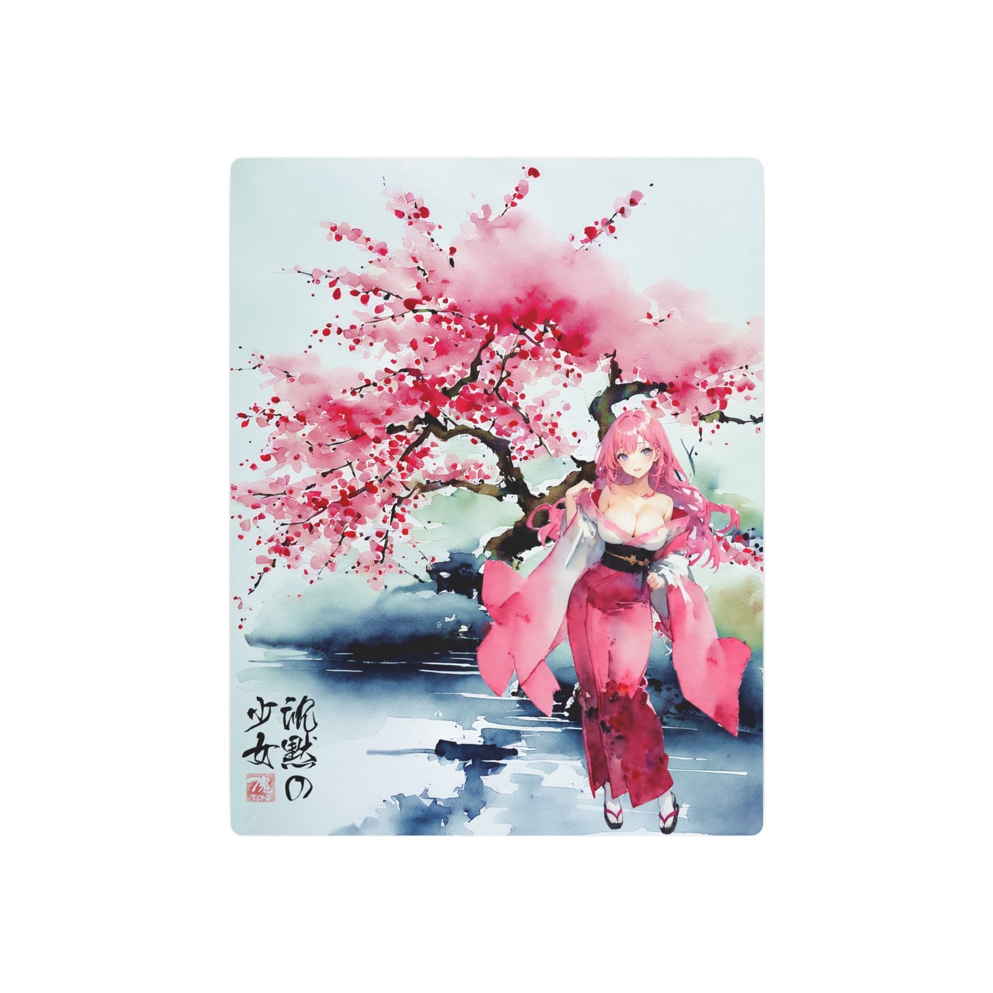 Sumi-e Art - Die stille Dame 🇺🇸 US Shipping - Traditional Japanese Art on Metal Poster