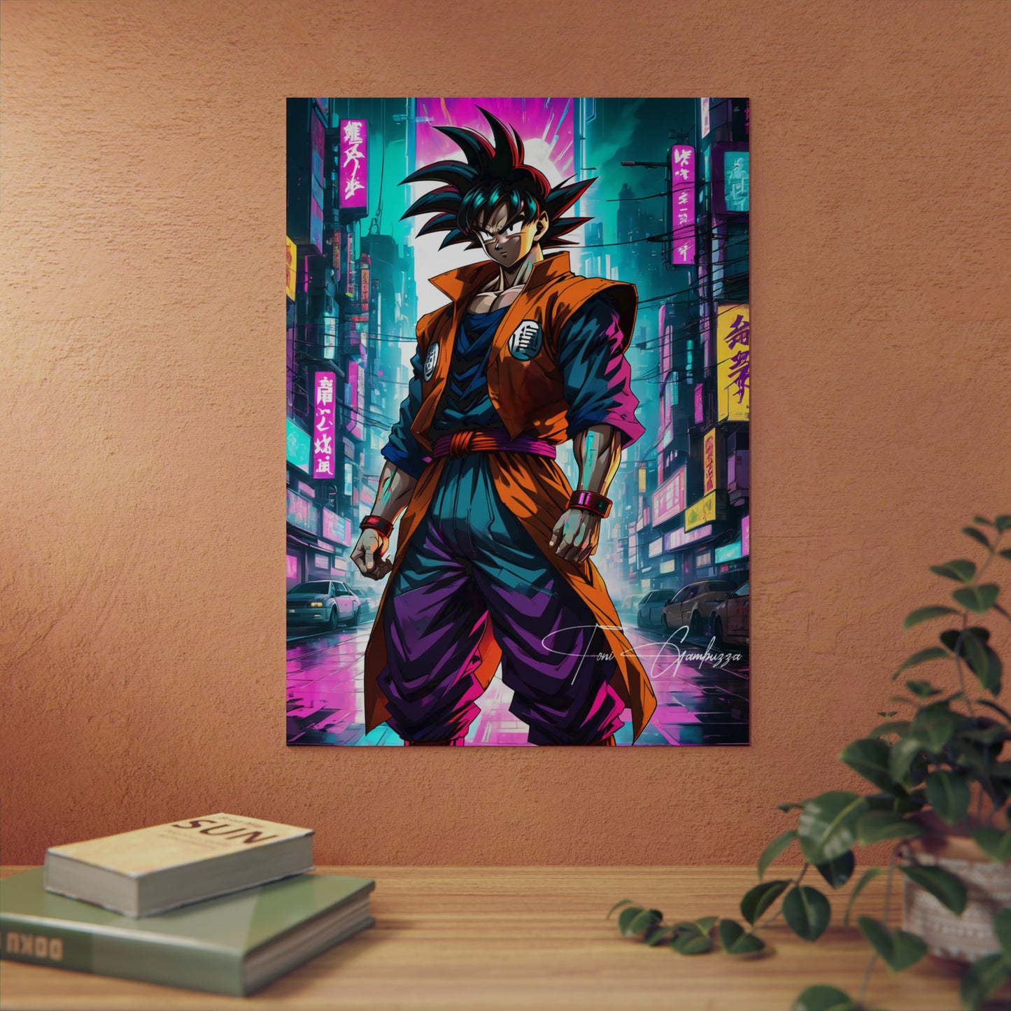 Cyberpunk Saiyan 🇩🇪 GER Shipping - Anime Art on Metal Poster