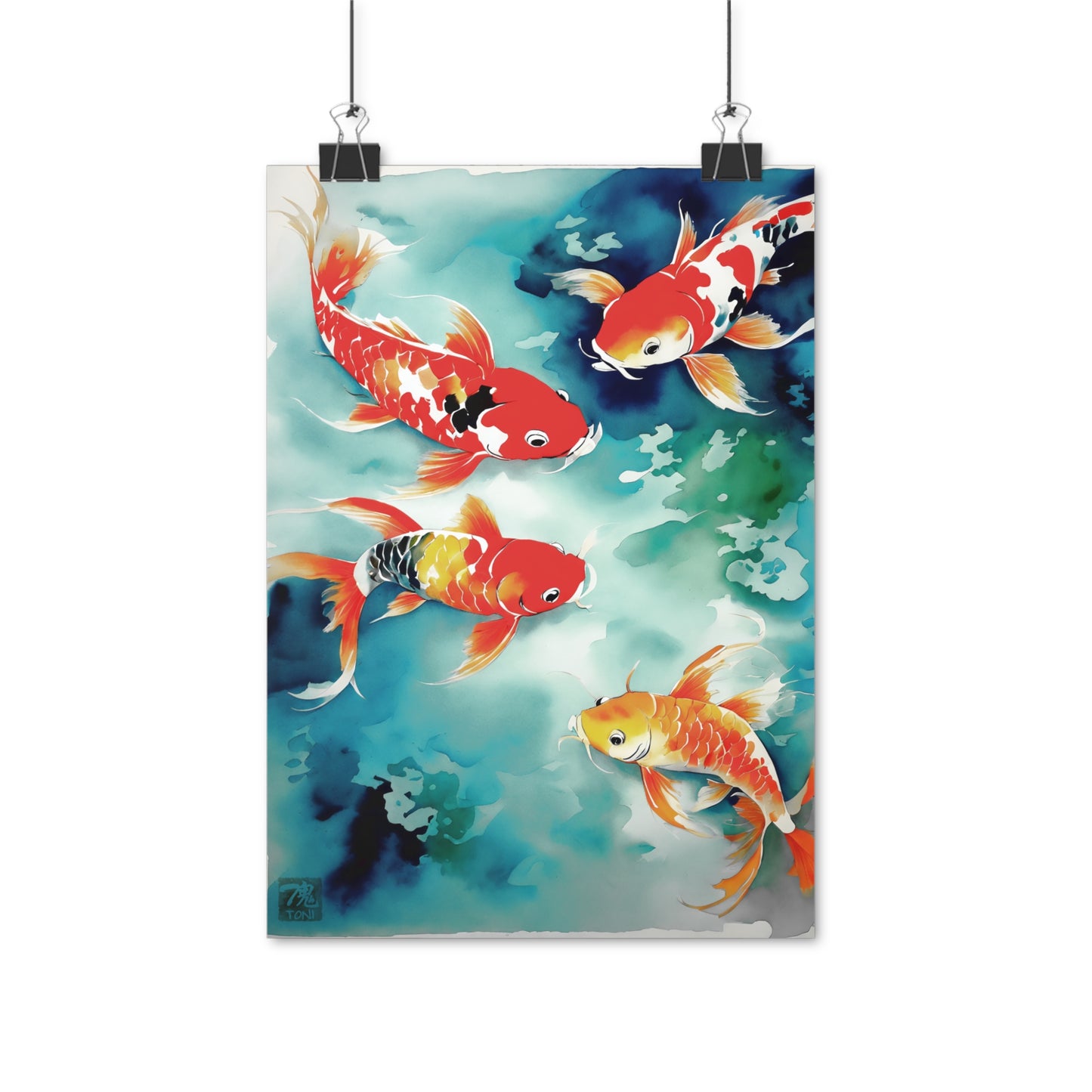 Sumi-e Art - Koi Pond • Traditional Japanese Art on high quality poster