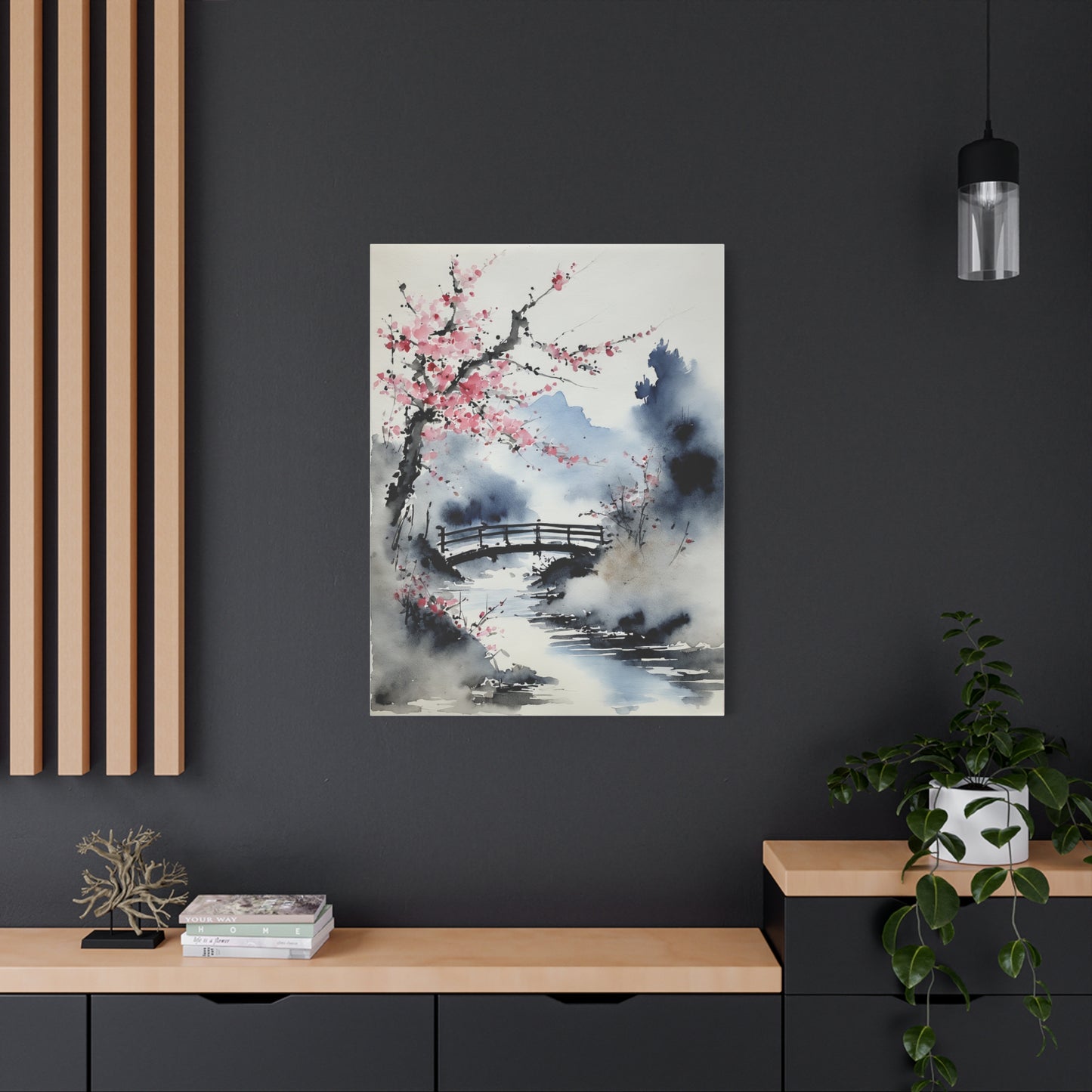 Sumi-e Art - The bridge • Traditional Japanese Art on high quality Canvas