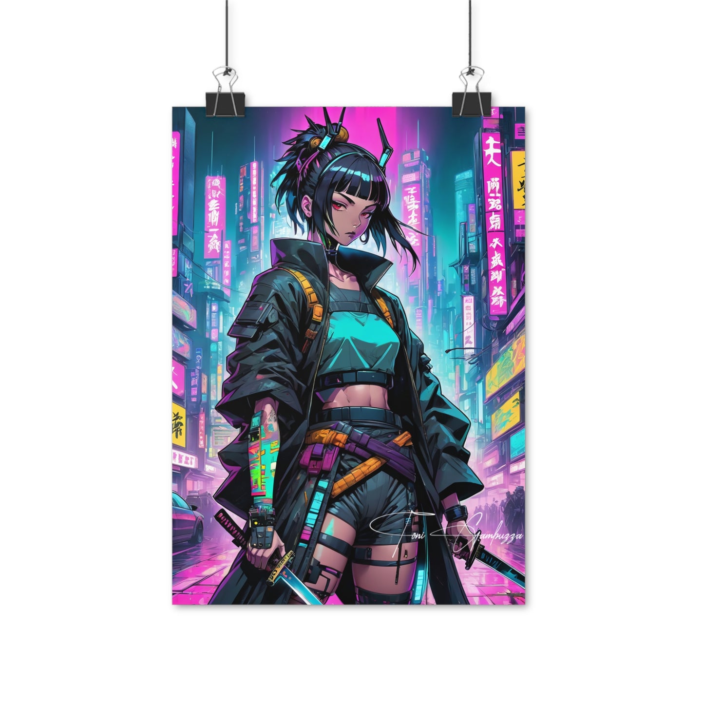 Cyberpunk Girl - Anime Art on high quality poster