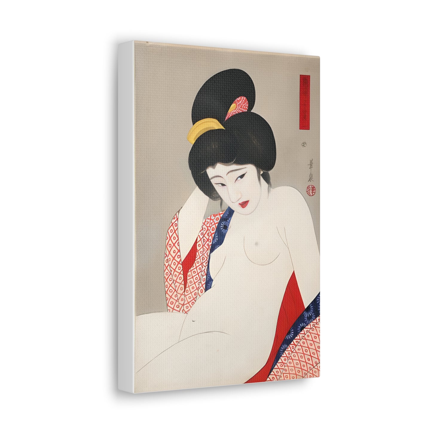 Ukiyo-e Art  - Bored nude - Ōhira Kasen • Traditional Japanese Art on high quality Canvas