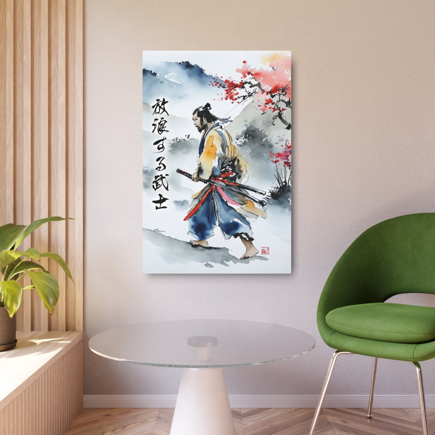 Sumi-e Art - Wandering Samurai 🇺🇸 US Shipping - Traditional Japanese Art on Metal Poster