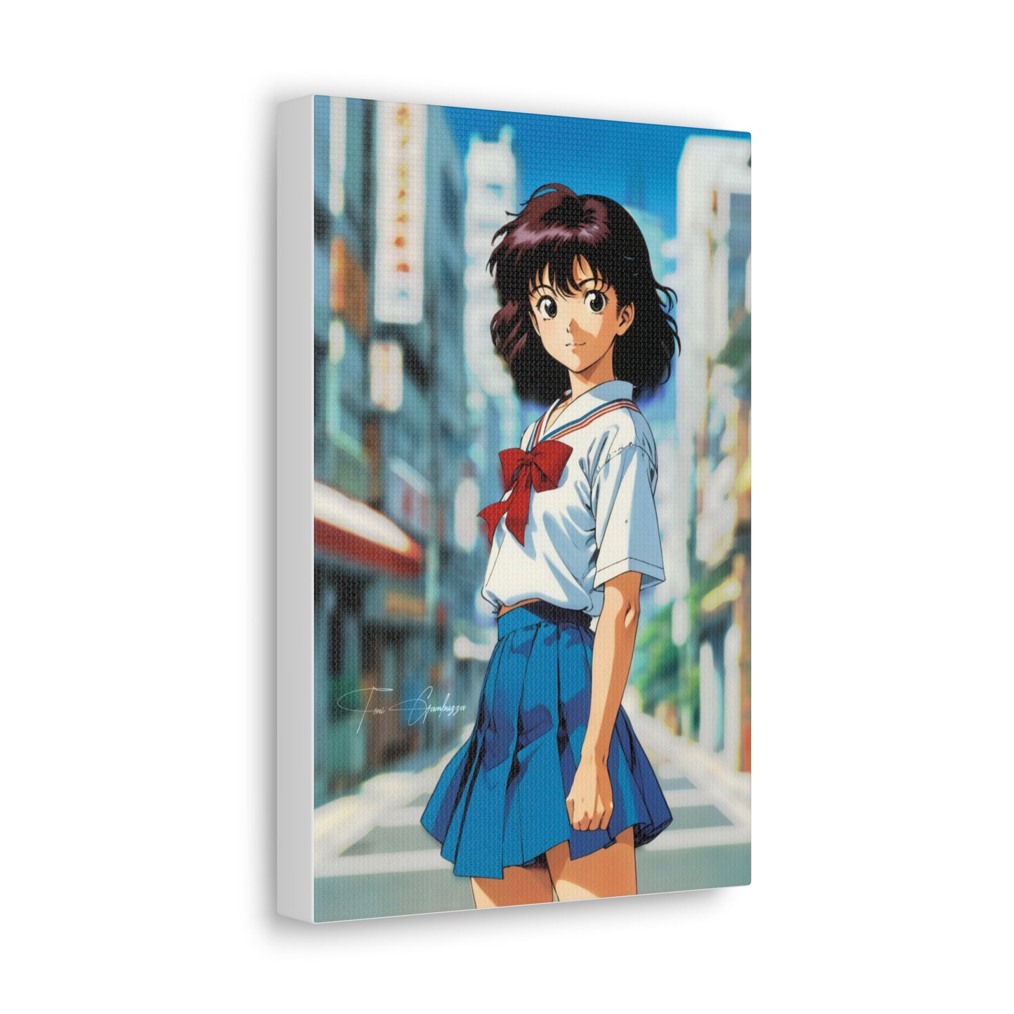 City Pop Collection - Flirty Schoolgirl • Anime Art on high quality Canvas