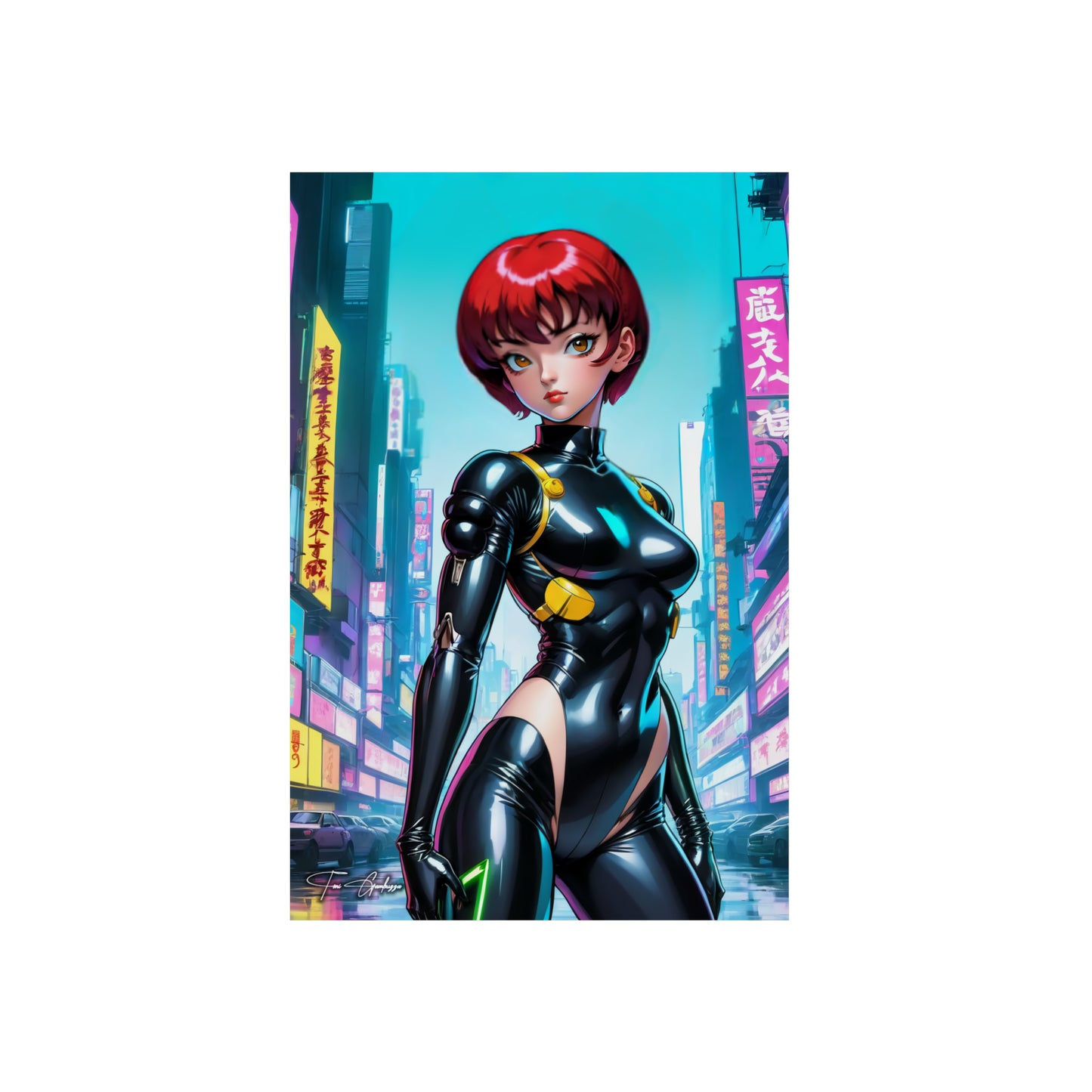 Cyberpunk Ranma Chan 🇩🇪 GER Shipping - Anime Art on Metal Poster